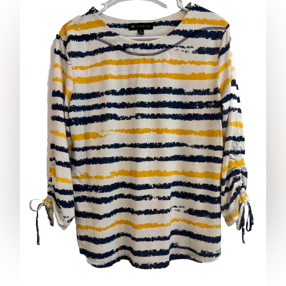 Striped Yellow and Black Women's Top 3/4 sleeves